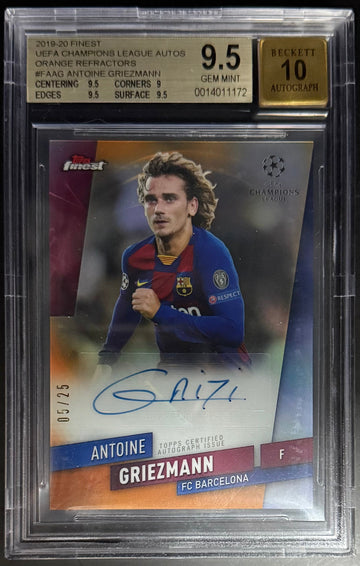Topps Antoine Griezmann Orange Autograph Refractor /25 Finest UCL 2019-20 Beckett 9.5