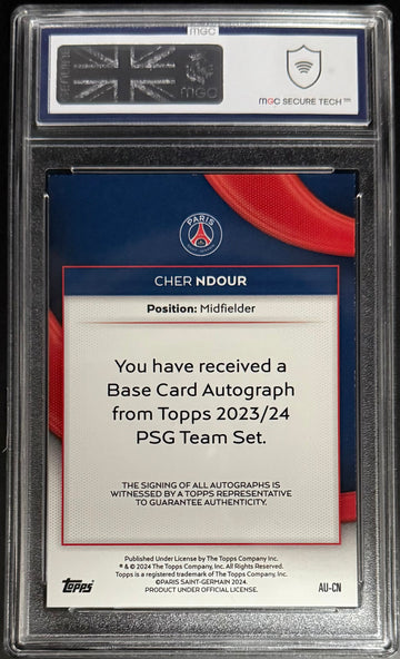 Topps Cher Ndour Orange Autograph Card /25 PSG Team Set 2024 MGC9