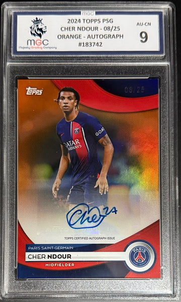 Topps Cher Ndour Orange Autograph Card /25 PSG Team Set 2024 MGC9