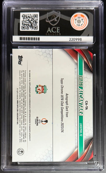 Topps Thiago Alcantara Blue Autograph Card /150 Chrome UCC 2023-24 ACE GRADING 9